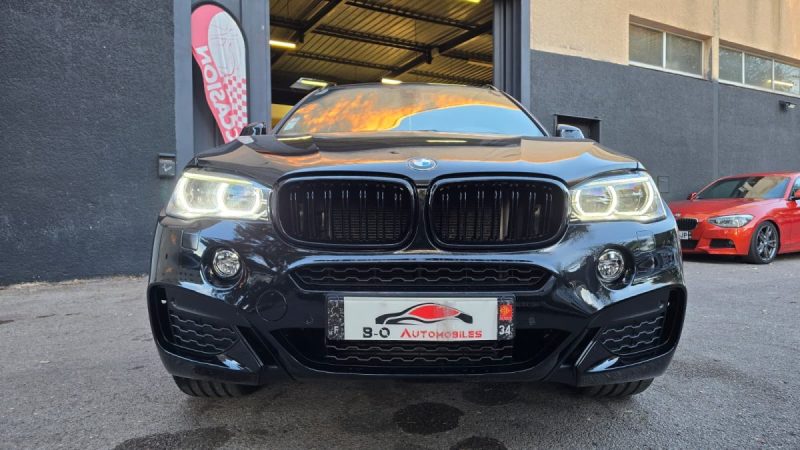 BMW Série X6 30D F16 258ch BVA8 pack M, noir, *Full options*, *Cuir rouge*, *Toit ouvrant*, *Harman 