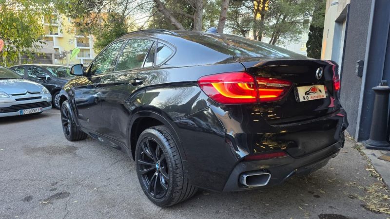BMW Série X6 30D F16 258ch BVA8 pack M, noir, *Full options*, *Cuir rouge*, *Toit ouvrant*, *Harman 