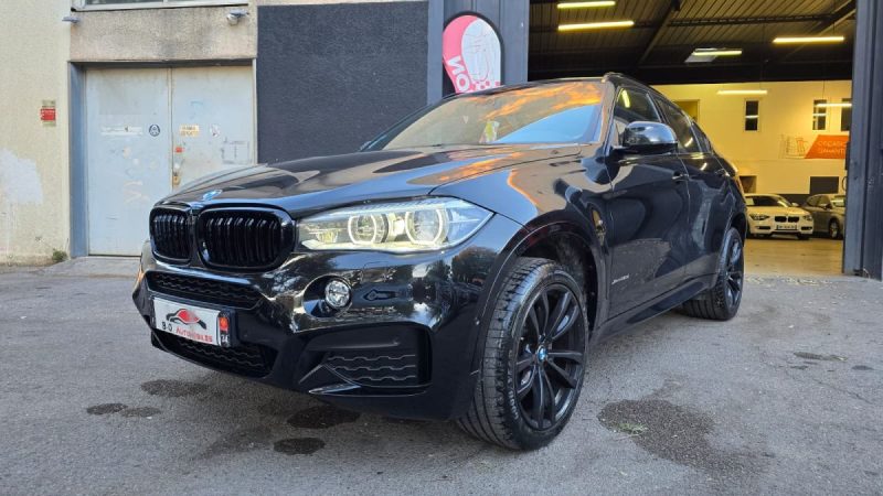 BMW Série X6 30D F16 258ch BVA8 pack M, noir, *Full options*, *Cuir rouge*, *Toit ouvrant*, *Harman 