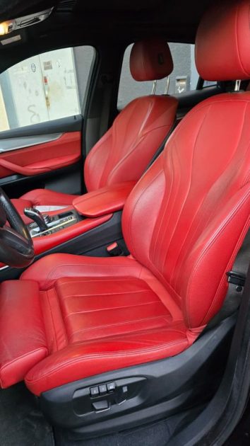 BMW Série X6 30D F16 258ch BVA8 pack M, noir, *Full options*, *Cuir rouge*, *Toit ouvrant*, *Harman 