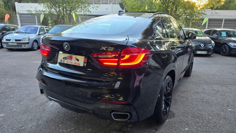 BMW Série X6 30D F16 258ch BVA8 pack M, noir, *Full options*, *Cuir rouge*, *Toit ouvrant*, *Harman 