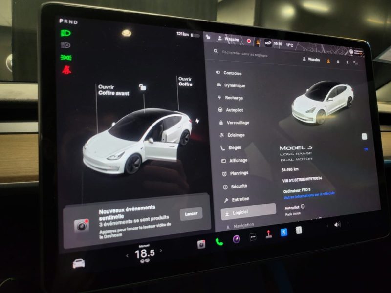 TESLA MODEL 3 LONG RANGE DUAL MOTOR FSD3 BATTERIE NEUVE + 4 PNEU NEUF / POMPE CHALEUR