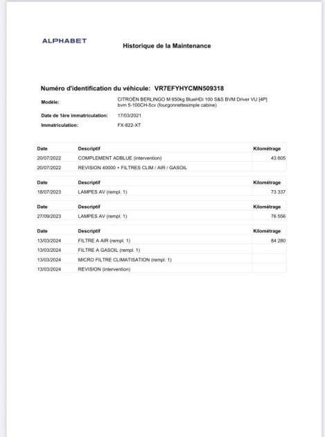 CITROEN BERLINGO M BLUEHDI 100 CAMERA CAR PLAY TVA RÉCUPÉRABLE  2021