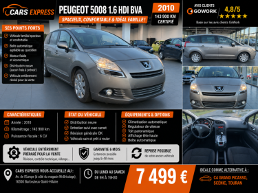 PEUGEOT 5008 1,6 EHDI 115CV PREMIUM BVA  5PLACES GARANTIE 6MOIS