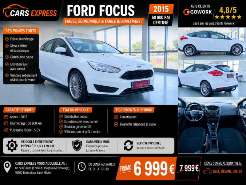 FORD FOCUS 1ER MAIN PARFAIT ETAT GARANTIE 6MOIS