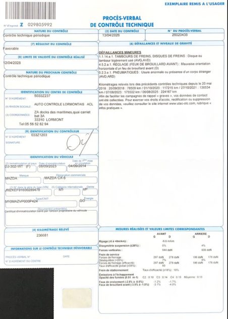 MAZDA CX-5 2.2d 150cv 4x4 Dynamique - VEHICULE VENDU EN L'ETAT