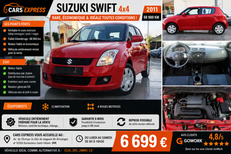 SUZUKI SWIFT 1.3 GL 4WD 1ER MAIN GARANTIE 6MOIS