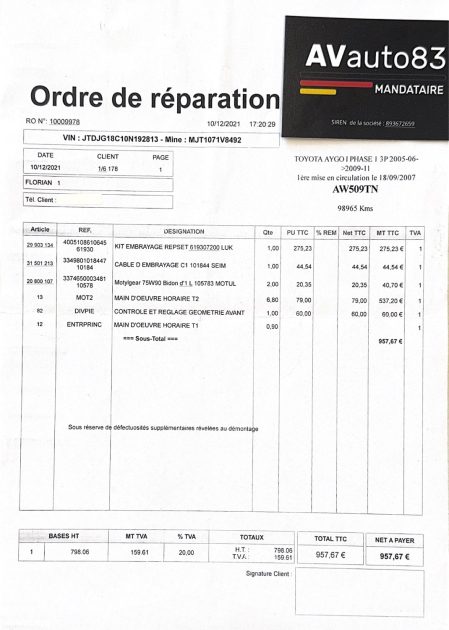 TOYOTA AYGO 1.0I VVT-I 68cv - 120500km - Embrayage Changé Récemment et Révisée - Garantie 12 mois