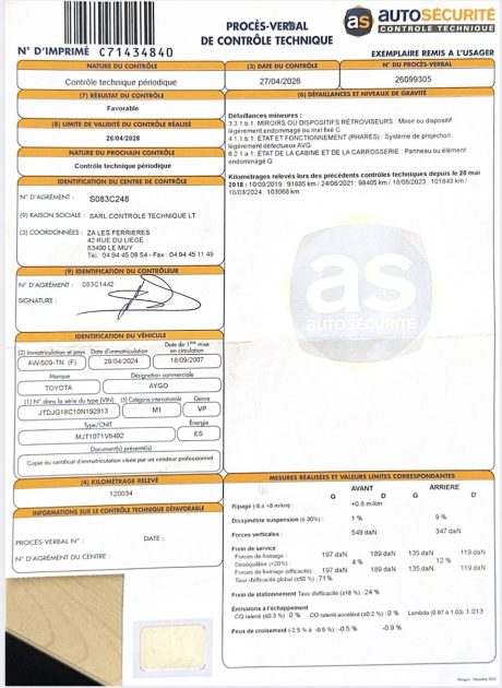 TOYOTA AYGO 1.0I VVT-I 68cv - 120500km - Embrayage Changé Récemment et Révisée - Garantie 12 mois