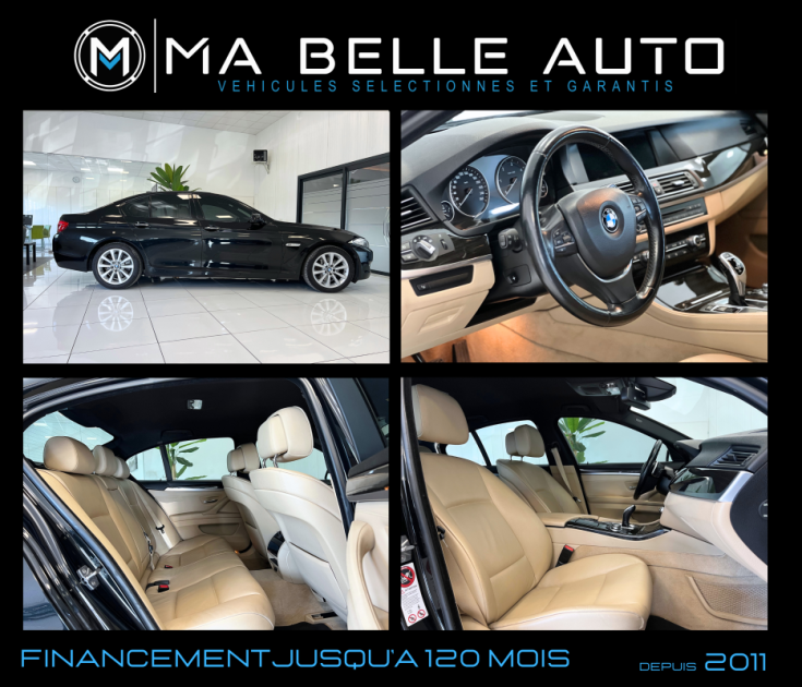 BMW Série 5 F10 525 dA 204 3.0L 6 CYLINDRES PACK LUXE BVA8 / XENON GPS CAMERA CUIR / 215 euros mois