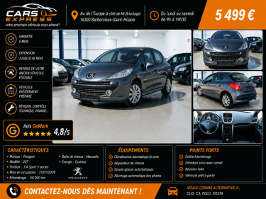 PEUGEOT  207 1.4 SPORT 5P 1ER MAIN GARANTIE 6MOIS
