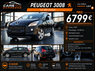 PEUGEOT 3008 1.6 HDI ACTIVE GRIP CONTROL GARANTIE 6MOIS