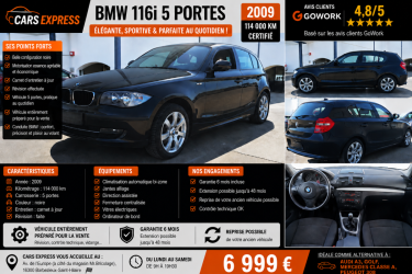 BMW 116I COMFORT 5PORTES 1ER MAIN GARANTIE 6MOIS