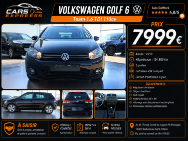 VOLKSWAGEN GOLF 1.6 TDI 110CV TEAM 5PORTES GARANTIE 6MOIS