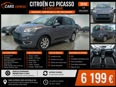CITROEN C3 PICASSO EXCLUSIVE 1.4 GARANTIE 6MOIS EXCELLENT ETAT