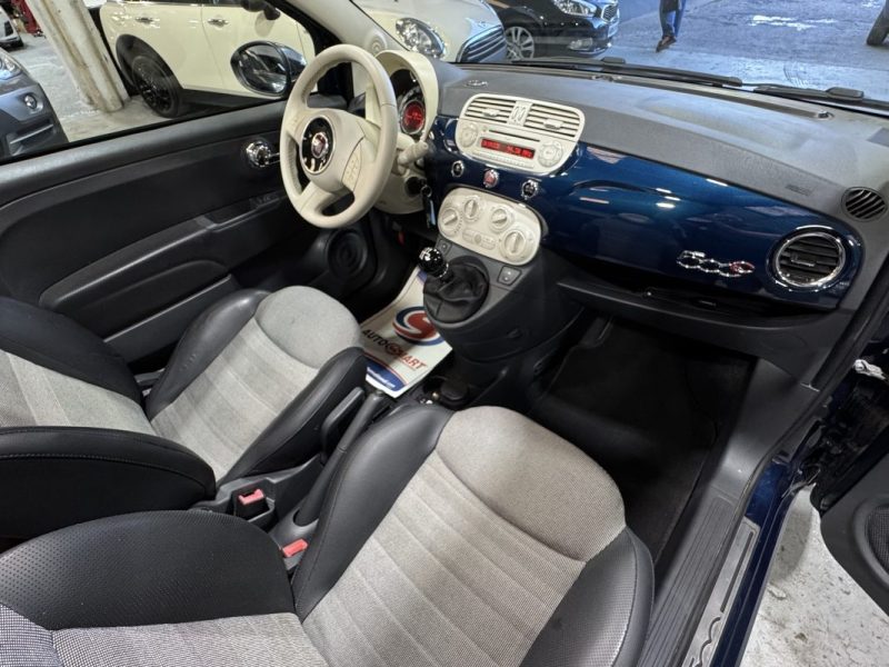 FIAT 500 1.2 I CABRIOLET PACK LOUNGE FULL OPTIONS CLIM/CUIR/TOIT  1er MAIN 