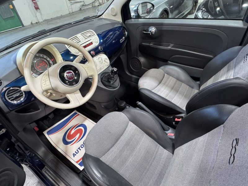 FIAT 500 1.2 I CABRIOLET PACK LOUNGE FULL OPTIONS CLIM/CUIR/TOIT  1er MAIN 