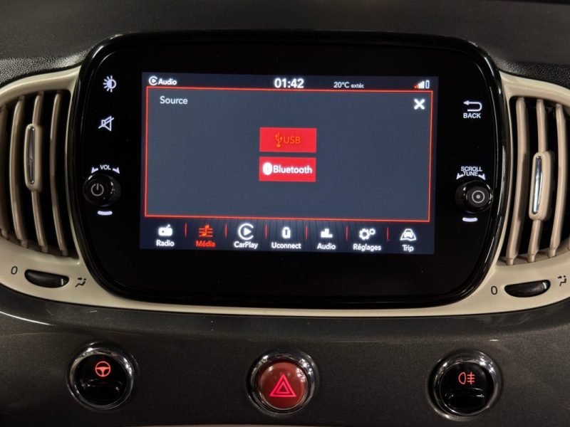 FIAT 500 C PHASE 2 LOUNGE CABRIOLET 1.2 69 Cv CAPOTE ELECTRIQUE BOITE AUTO ECRAN GPS - GARANTIE 1 AN