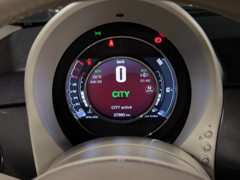 FIAT 500 C PHASE 2 LOUNGE CABRIOLET 1.2 69 Cv CAPOTE ELECTRIQUE BOITE AUTO ECRAN GPS - GARANTIE 1 AN