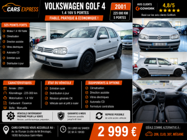 VOLKSWAGEN GOLF 1.4 75CV 5P GARANTIE 6MOIS