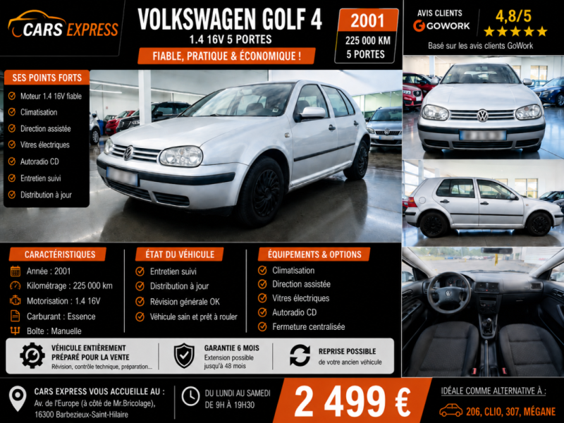 VOLKSWAGEN GOLF 1.4 75CV 5P GARANTIE 6MOIS