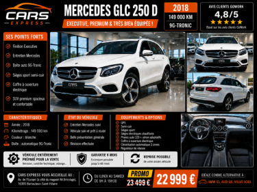 MERCEDES GLC 250 D EXECUTIVE 9G TRONIC 4MATIC GARANTIE 6MOIS
