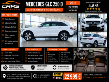 MERCEDES GLC 250 D 204CV EXECUTIVE 9G TRONIC 4MATIC GARANTIE 12MOIS