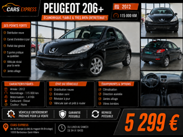 PEUGEOT 206+ 1.4 HDI 5PORTES 1ER MAIN GARANTIE 6MOIS