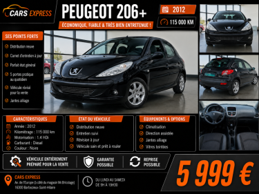 PEUGEOT 206+ 1.4 HDI 5PORTES CRITAIR 2 GARANTIE 6MOIS