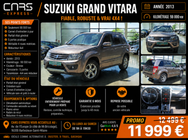 SUZUKI GRAND VITARA 1.9DDIS 130CV 5PORTES BV6 4X4 GARANTIE 6MOIS