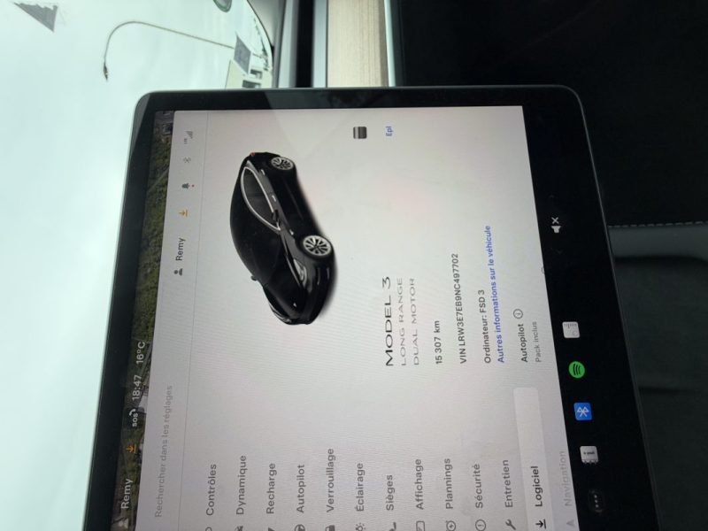 TESLA MODEL 3 DUAL GRANDE AUTONOMIE 2022