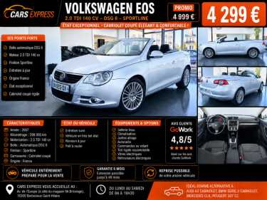 VOLKSWAGEN EOS 2.0TDI 140 DSG 2007 SPORTLINE EMBRAYAGES ET VOLANT MOTEUR NEUF GARANTIE 6MOIS