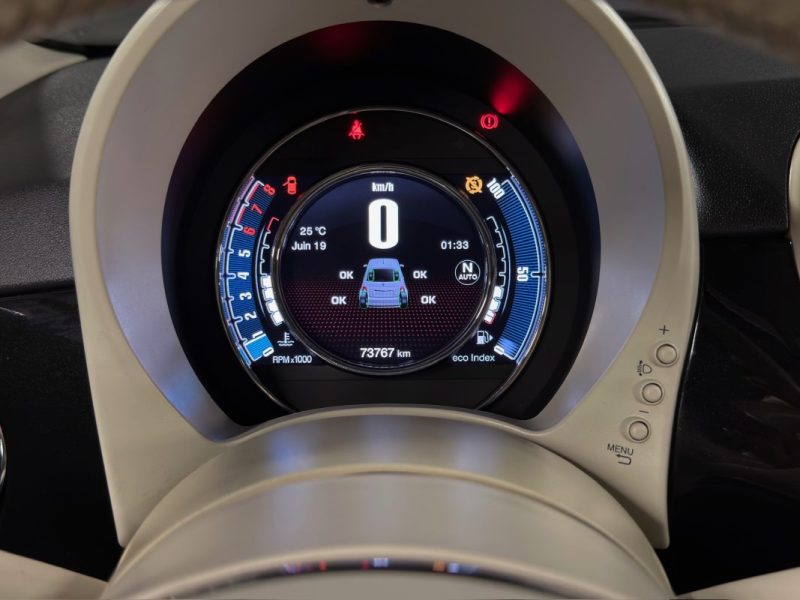 FIAT 500 II PHASE 2 LOUNGE 0.9 85 Cv - INTERIEUR CUIR TOIT PANO CritAir1 - GARANTIE 1 AN