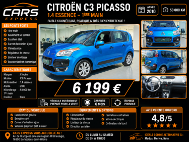 CITROEN C3 PICASSO 1.4 95CV 1ER MAIN GARANTIE 6MOIS
