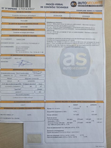 DACIA  SANDERO 1.5 dci 90CV - STEPWAY 2014 -Distribution neuve - CT OK -Garantie 12 mois ou 15 000km