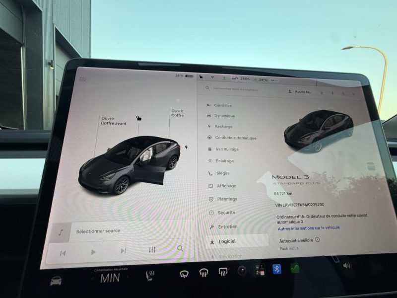 TESLA MODEL 3 STANDARD PLUS 2021LFP ATTELAGE AUTOPILOT AMELIORÉ 