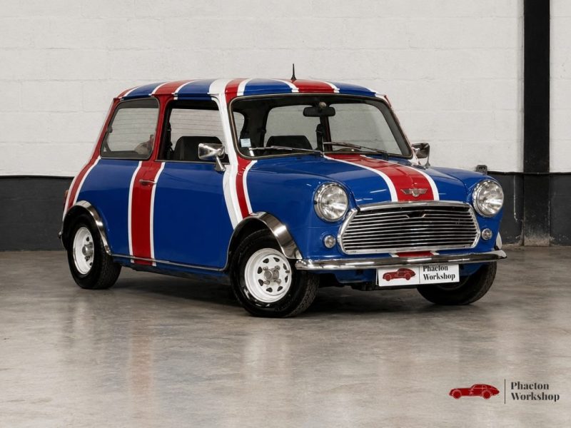 MINI CLASSIC 1984 – PEINTURE UNION JACK – 39 200 KM – ORIGINE FRANCE – TÉLÉPHONE D’ÉPOQUE FONCTIONNE