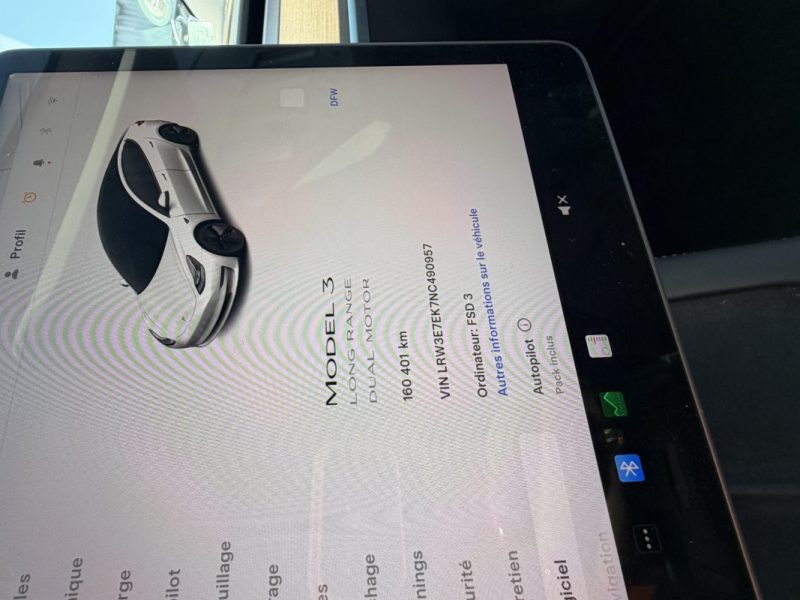 TESLA MODEL 3 DUAL GRANDE AUTONOMIE 2022