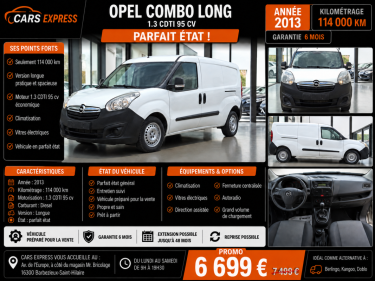 OPEL  COMBO 1.3 CDTI 95CV MAXI 2013 GARANTIE 6MOIS