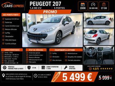 PEUGEOT 207 1.4 5PORTES GARANTIE 6MOIS