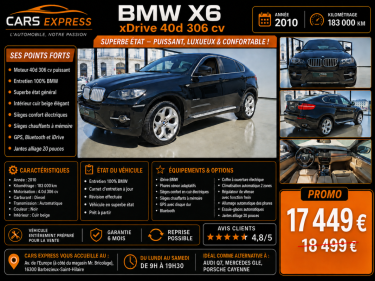 BMW X6 4.0D 306CV LCI EXCLUSIVE ENTRETIEN BMW GARANTIE 6MOIS