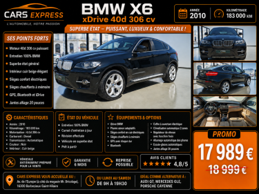 BMW X6 4.0D 306CV EXCLUSIVE ENTRETIEN BMW GARANTIE 6MOIS