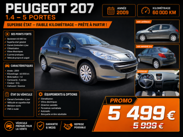 PEUGEOT 207 1.4 5PORTES 1ER MAIN GARANTIE 6MOIS