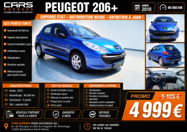 PEUGEOT 206+ 5PORTES  CLIM 1ER MAIN GARANTIE 6MOIS