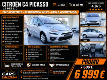 CITROEN C4 PICASSO 1.6 HDI 110CV 1ER MAIN GARANTIE