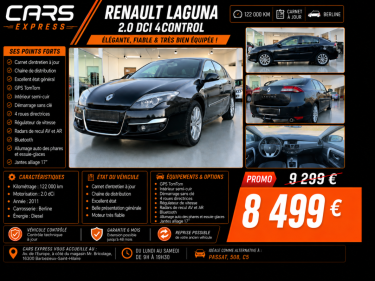 RENAULT LAGUNA 2.0 DCI 4CONTROL TOMTOM GARANTIE 6MOIS