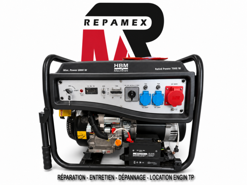 LOCATION REMORQUE HUMBAUR PLATEAU BASCULANT 3T5 / GROUPE ÉLECTROGÈNE 8000W