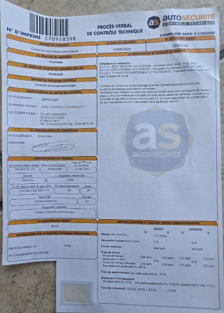 HONDA  JAZZ 1.2 i-DSI 78ch - 2007 - Essence- Révision complète - CT OK - Garantie 12 mois ou 15000km