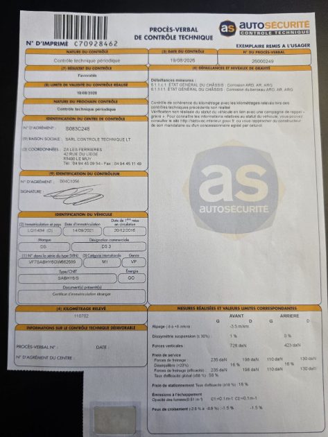 CITROEN DS3 1.6 BlueHDI 100ch 2016 -CT OK - Distribution neuve - Garantie 12mois ou 15000km