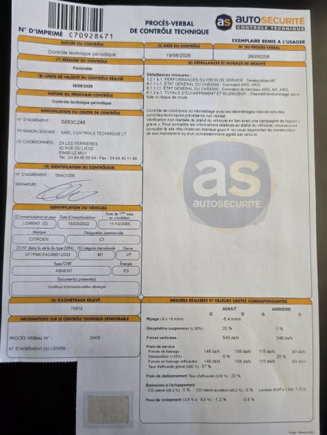 CITROEN C1 1.0 Essence 68ch 2005- Révision complète -CT OK- Garantie 12 mois ou 15000km